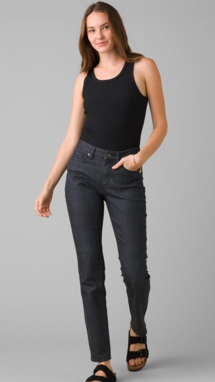 PrAna Kayla High Rise Jeans Dark Grey Size 4 32" Inseam Stretch